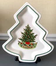 PFALTZGRAFF CHRISTMAS Tree Plate/Dish Train Candy/Relish 10 1/4" x 9 1/4"