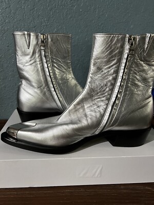 ショートブーツ・ブーティ ALEXANDER MCQUEEN Ankle Boots Women Leather Gray/Moonstone Alexander McQueen leather ankle boots with metal tip Size EU