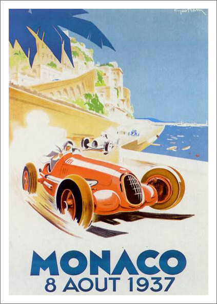MONACO 1937 Grand Prix Auto Racing Official Event POSTER 20x28