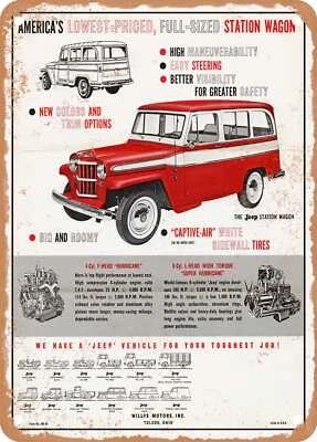 METAL SIGN - 1960 Willys Jeeps Station Wagon Vintage Ad