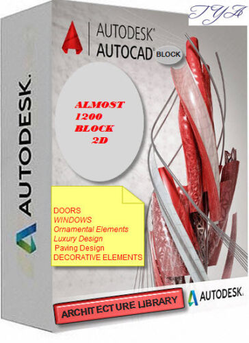 AUTOCAD COLLECTION DWG FILE SOFTWARE  ARCHITECTURE LIBRARY 1200 BLOCK 2D - Picture 1 of 5