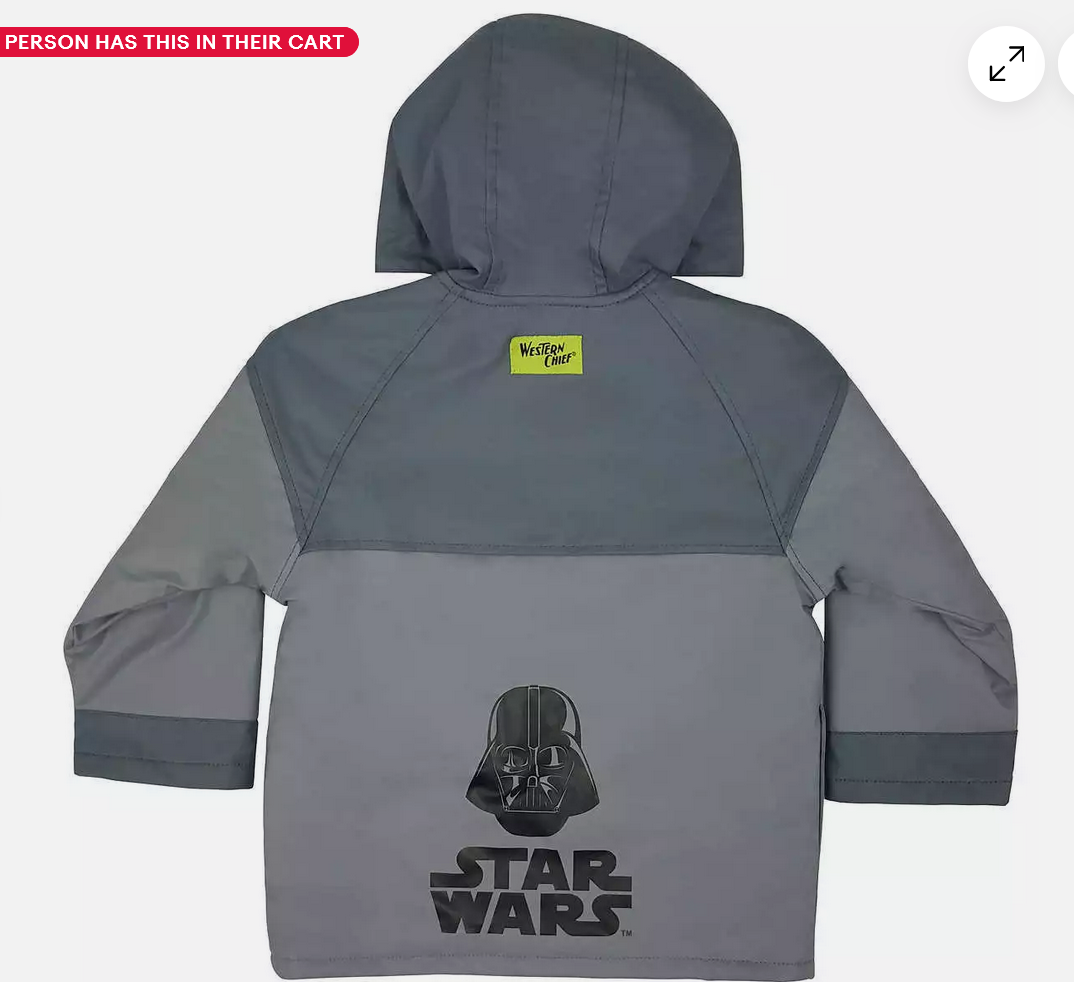 Western Chief Star Wars Boys Hooded Raincoat Water Resistant