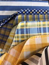 100g Vintage Cotton Fabric Scrap Bundle Sewing Remnants Checks & Stripes x 6