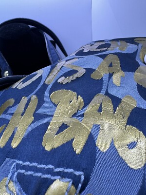 Coach XL Poppy Spotlight Graffiti Blue Denim Shoulder Handbag