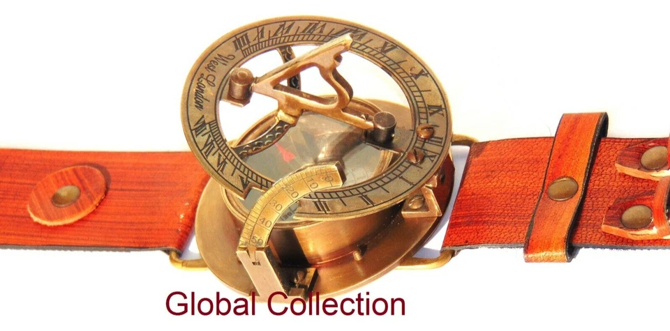 Reloj Náutico Steampunk Estilo Reloj de Sol Brújula / Brújula Reloj de Sol Muñeca Vintage Foto 2 de 4