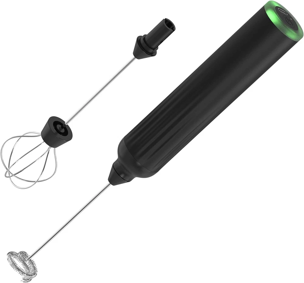 Milk Frother Handheld,3-Speed Rechargeable Coffee Foamer Drink Whisk Light Black