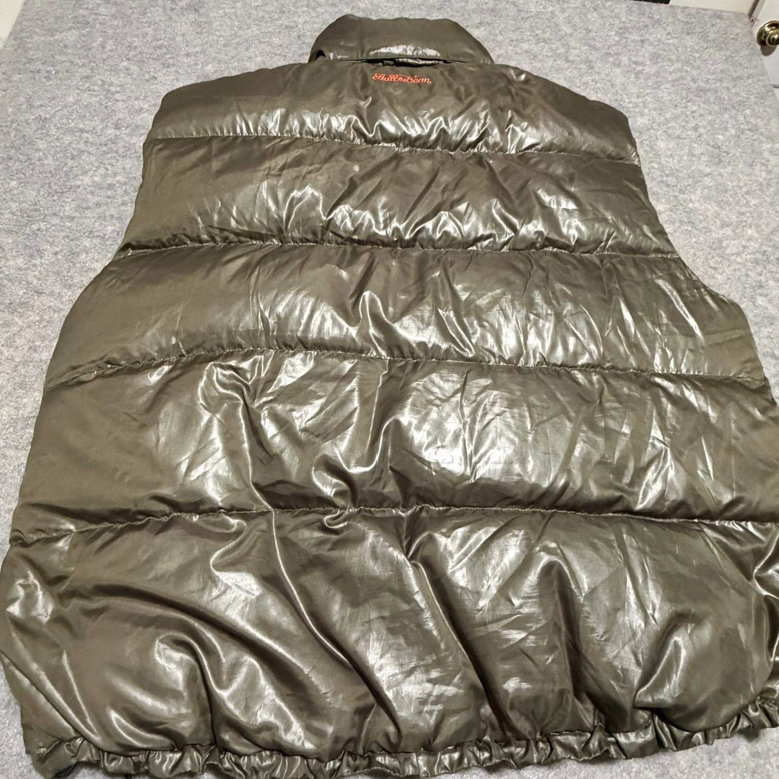 Stall & Dean Mens 5XL Puffer Vest Olive Green Orange Goose Down Big Tall Vests image 3