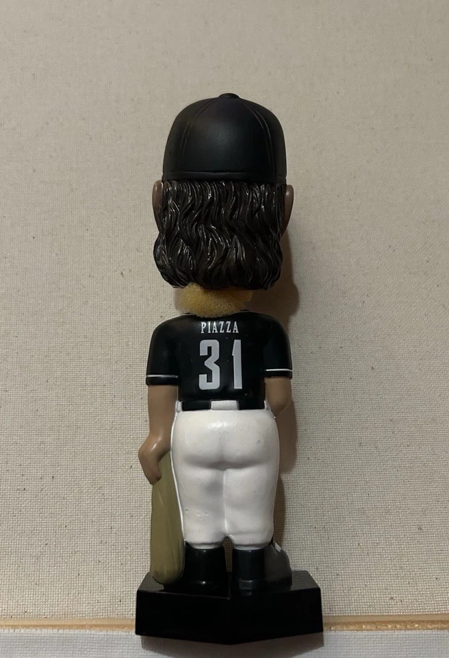 Camiseta deportiva de béisbol Mike Piazza Bobblehead 2002 con licencia MLBPA #31 negra coleccionable Foto 2 de 3