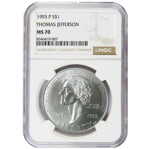 1993-P $1 Thomas Jefferson NGC MS-70 Silver Commemorative