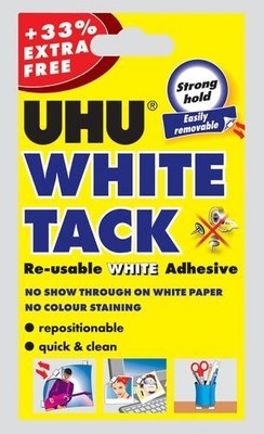 UHU White Tack wiederverwendbarer selbstklebender Kitt selbstklebend Wand Poster Befestigung