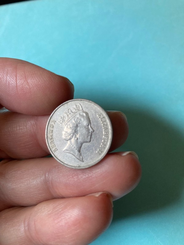 Nice Circulated 1987 BERMUDA 5 Cents Nickel Coin 