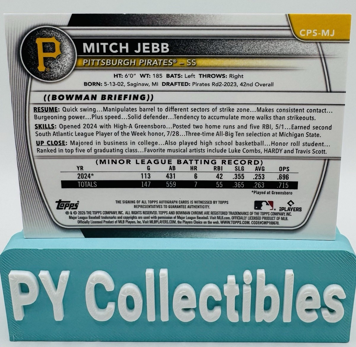 2025 Bowman Sapphire Edition - Chrome Prospect Autographs Mitch