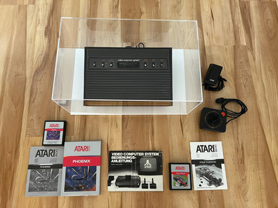 Atari 2600 Konsole SET GETESTET inkl. prof. Acrylbox GESCHENKIDEE für RetroFans