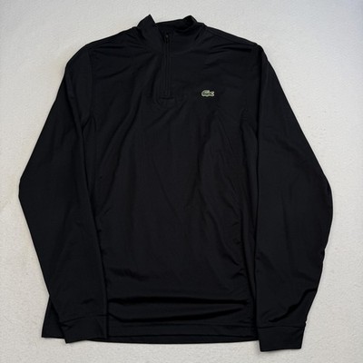 Lacoste Pullover Mens Large Black 1/4 Zip Long Sleeve Sport