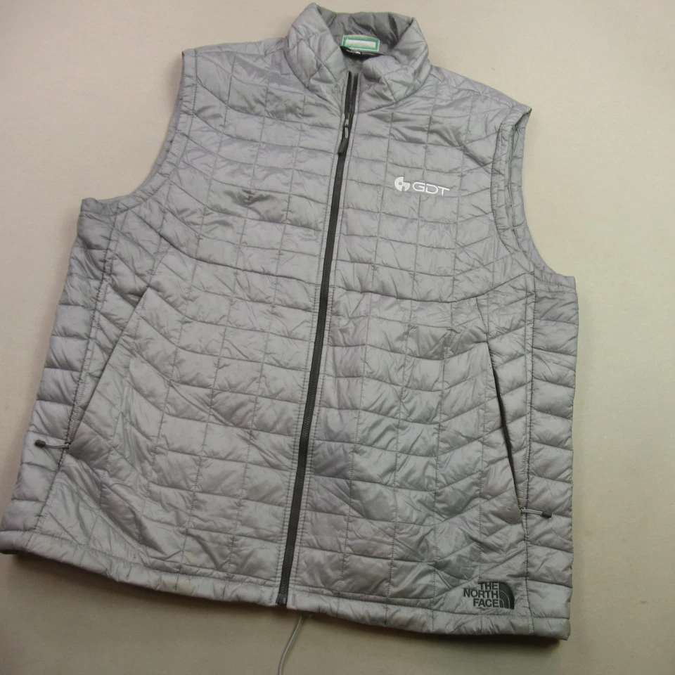 North Face Vest Mens XL Full Zip Sleeveless Outdoor Casual Gray Puffer Pockets - Image 2 of 4