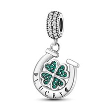S925 Sterling Silver Lucky Horseshoe dangle charm For Bracelets