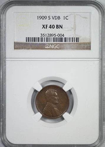 1909-S VDB Lincoln Wheat Cent 1C NGC XF40BN