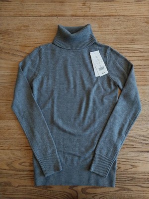 NWT French Connection Babysoft Ribbed Turtleneck Sweater Gray Womens Sz XS