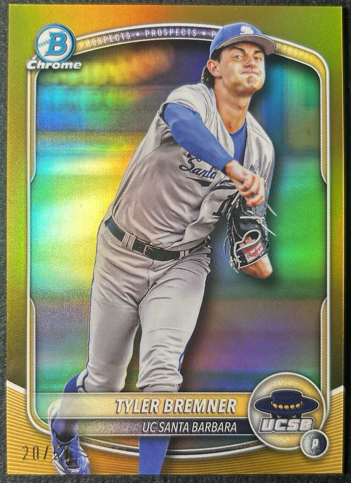 TOPPS 2025 BOWMAN DRAFT CHROME TYLER BREMNER GOLD /50 #BDC-37 UCSB