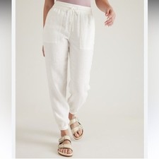 ATHLETA Retreat White linen joggers Casual Pants