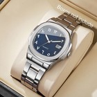 Luxury men's business watches, square dial, stainless steel bracelet