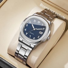 Montres d'affaires de luxe pour hommes, cadran carré, bracelet en acier inoxydab