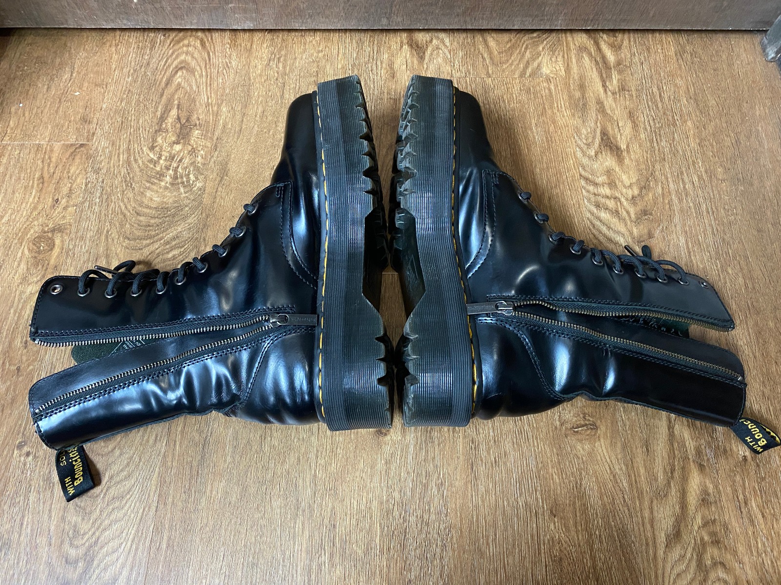 Dr Doc Martens Jadon Hi Platform Black Leather Boots Size Mens 10 Womens 11 image 10