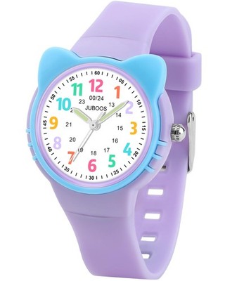 Juboos Kinderuhr Analog für Mädchen Kleinkind Jungen 3ATM Wasserdicht Katze Wirstwatch