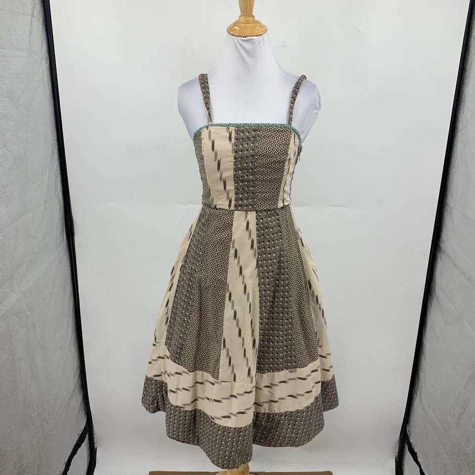 Vestido Edme & Esyllte Mujer 2 Multi Algodón Estampado Deshuesado Acampanado Forrado Pin Up Foto 2 de 4