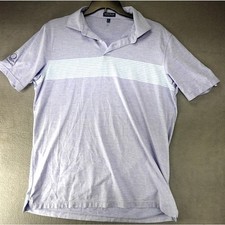 Peter Millar Crown Crafted Golf Polo Mens XL Blue Striped Performance LOGO