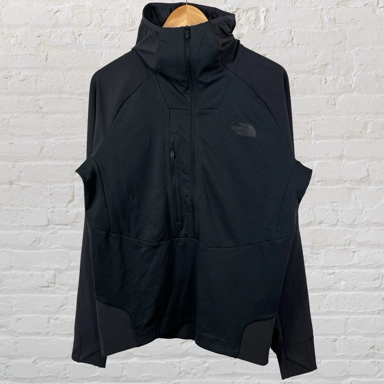 The North Face Steep Series Hoodie Mens Medium Waffle Thermal 1/2 Zip Black