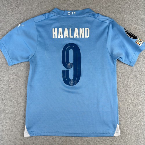 Manchester City 2023 2024 Erling Haaland Home Jersey Kit Shirt Small Kids Boys