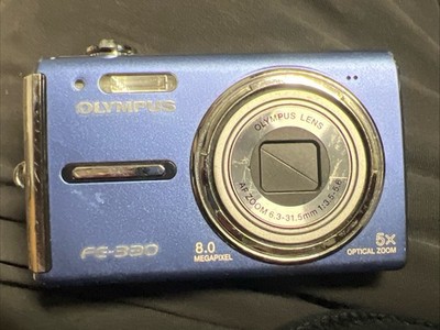 Olympus FE-330 Blue 8.0MP Digital Camera W Battery   TESTED & WORKING   