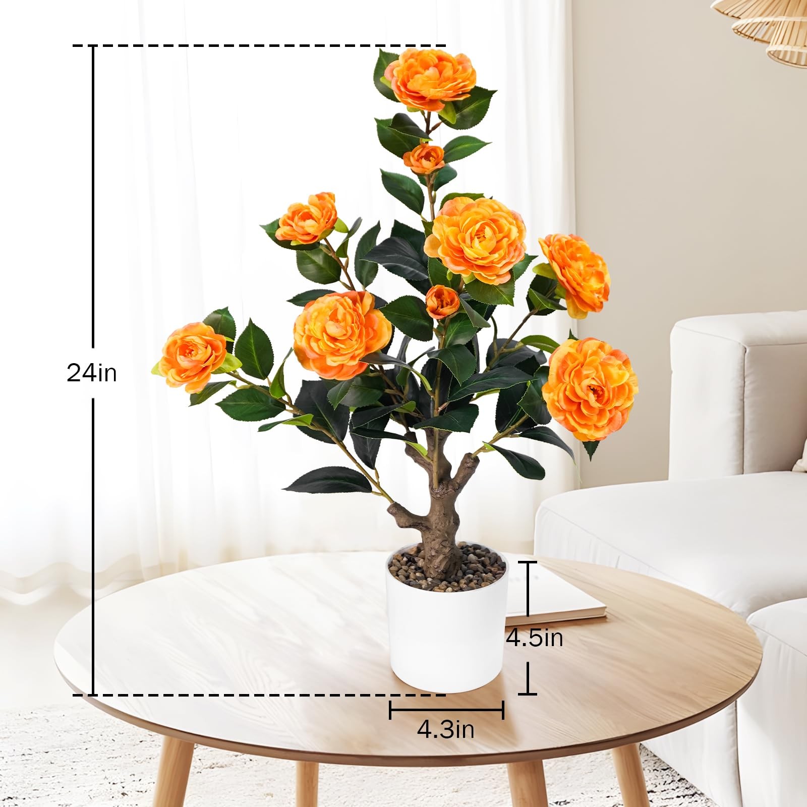 2FT Artificial Camellia Tree, Small Fake Tree for Outdoor Indoor, Plastic Pot...