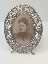 Framed Victorian Picture Oval With Lady Print Kirkstieff Pewter