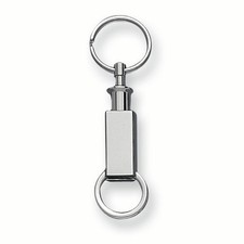 Nickel-plated Rectangular Double Valet Key Ring - Engravable Gift Item