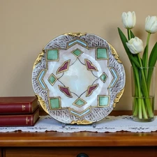 Antique J.P.L. Limoges France Hand-Painted Art Deco Plate – Gold Tri