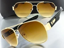 Men's Classic Vintage Retro Stylish Trendy Premium Quality SUNGLASSES Gold Frame