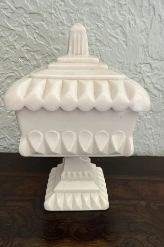 Jeanette Pink Milk Glass 6" Wedding Bowl With Lid Candy Dish