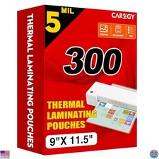 CAREGY 300 Premium Laminating Sheets, 8.5x11 Inch, 5 Mil Thermal Pouches, Clear