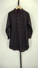 Quince Women 100% European Linen Shirt Dress Black Basic Sleeved XS