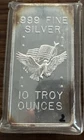 1981 U.S. Assay Office San Francisco Ten Troy Oz .999 Fine Silver Bar,