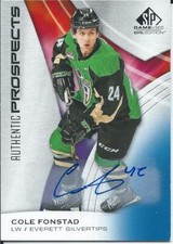 2019-20 UD Upper Deck CHL Sp Game Used COLE FONSTAD #46 Blue Autograph
