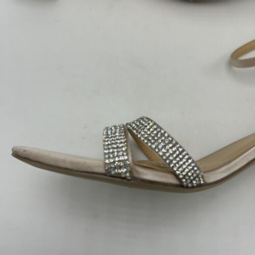 Badgley Mischka Tacones Mujer 10 Brillo Plata Bloque Boda Evento Bling Cóctel - Imagen 7 de 10