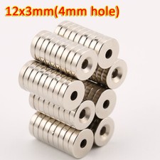 12x3mm con Agujero Imanes Fuertes N35 Cilindro Disco Redondo Imán Nevera