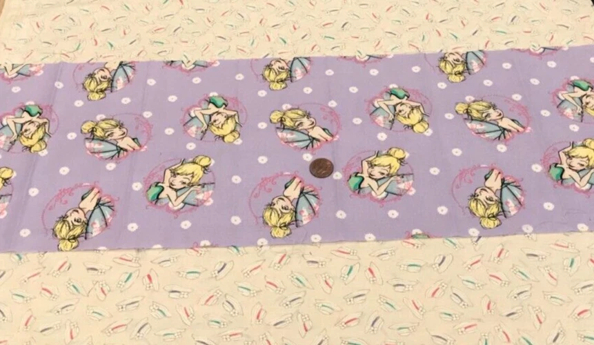 Tinkerbell *White Flowers*on Lavender *Springs Creative *100% Cotton *8" x  21" - Image 3 of 4