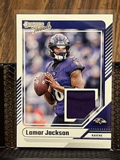 LAMAR JACKSON 2024 DONRUSS THREADS BALTIMORE RAVENS MVP WORN JERSEY PATCH RELIC!