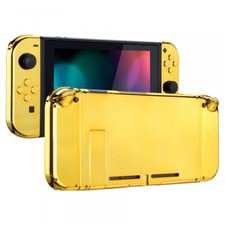 Chrome Gold Console Back Plate Full Housing Shell for Nintendo Switch Controller