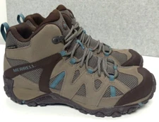 Merrell Deverta 2 Mid Waterproof Brown Suede Hiking Boots Womens Sz 10