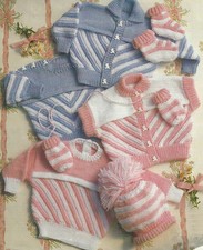 Baby Knitting Pattern Sweater Jacket Gilet Socks Mitts DK 18-26" Boys Girls  635